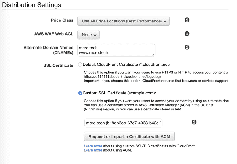 distribution settings